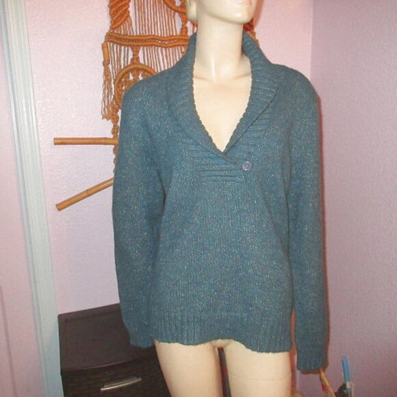 Charter Club Wool Blend Sweater Size L Shawl Collar Pullover Marled Shimmer NWT - Picture 1 of 9